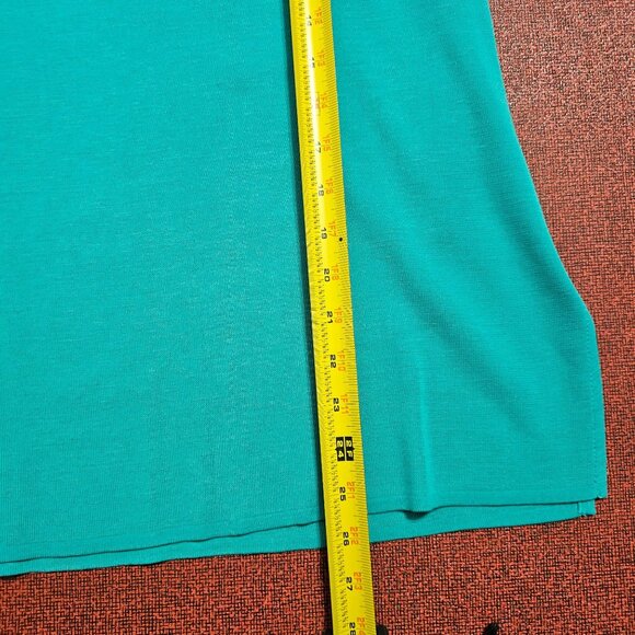 Ming Wang Turquoise Sleeveless Tank Top 1X Office Career Side Slit Knit Shell - Picture 8 of 8